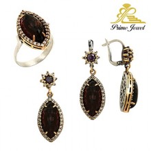 Gümüş Otantik Taşlı Set